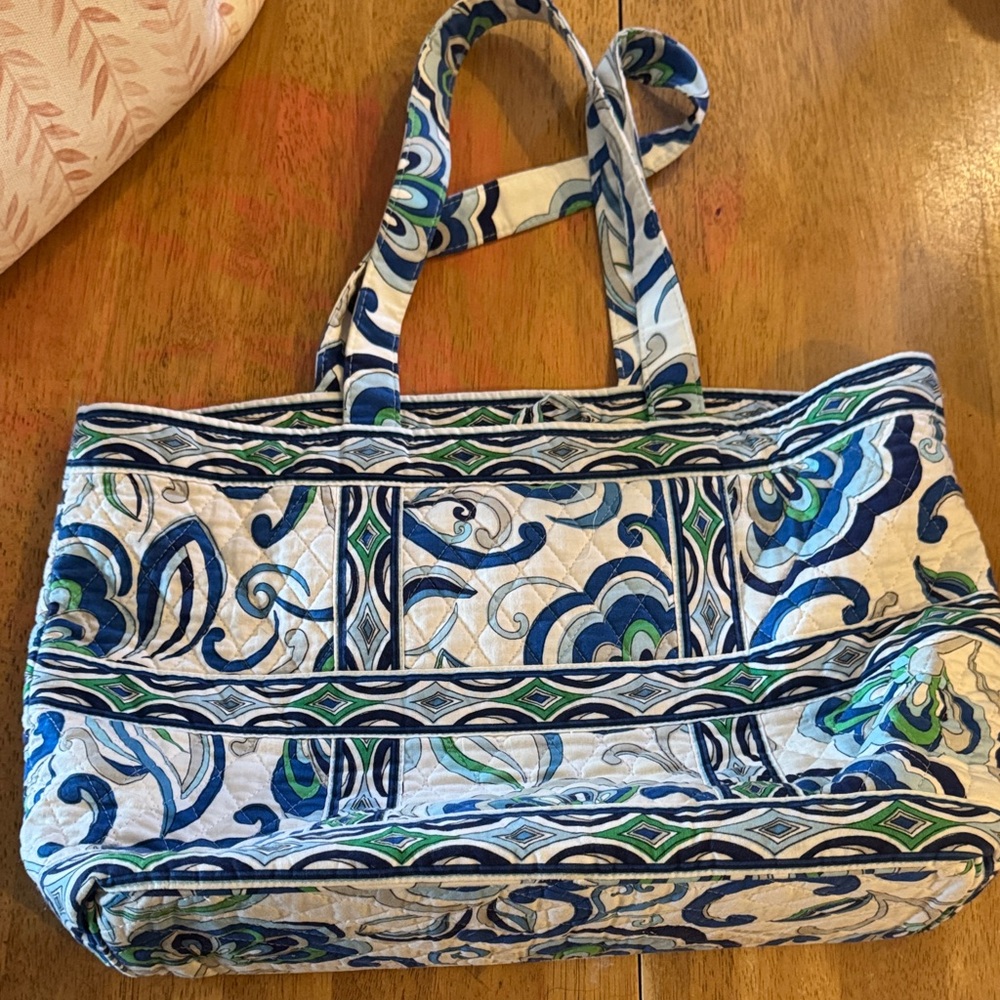 Blue and Green Patterned Tote Bag